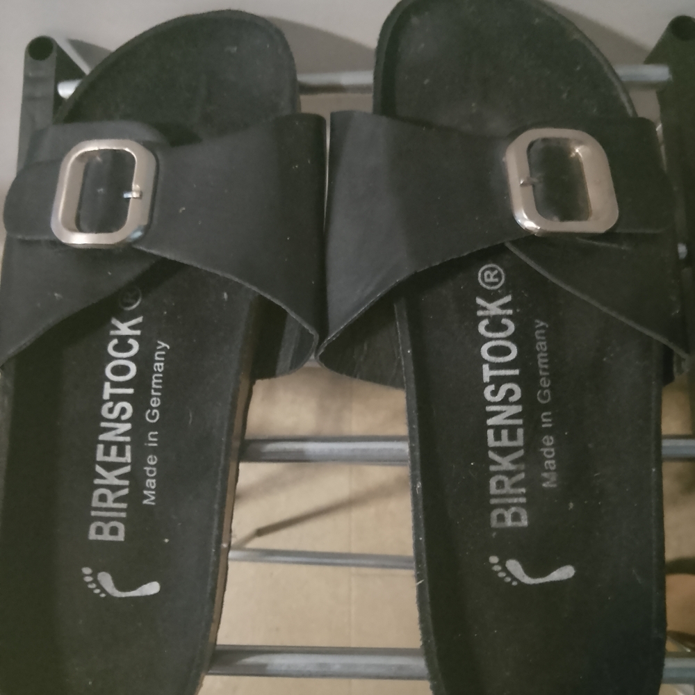Birkenstock Black Sandals with Silver Buckle